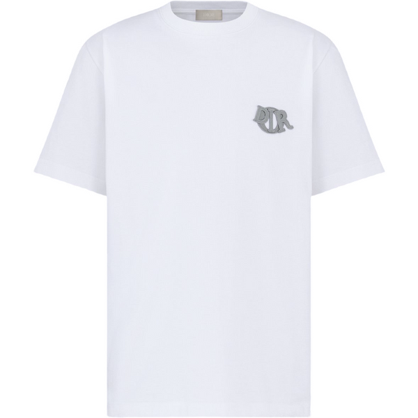 DIOR — T-shirt logo brodé, jersey de coton, Blanc