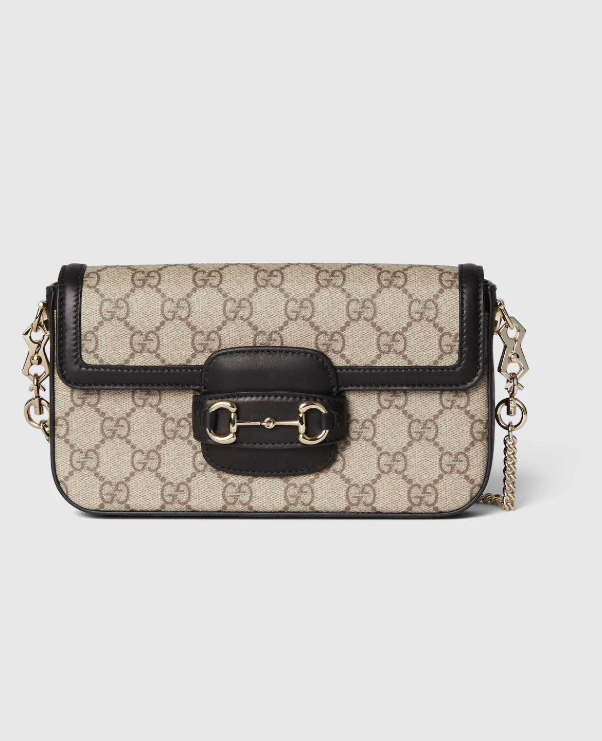 Gucci Sac Épaule Horsebit 1955 Soft Petit Format Beige et Marron
