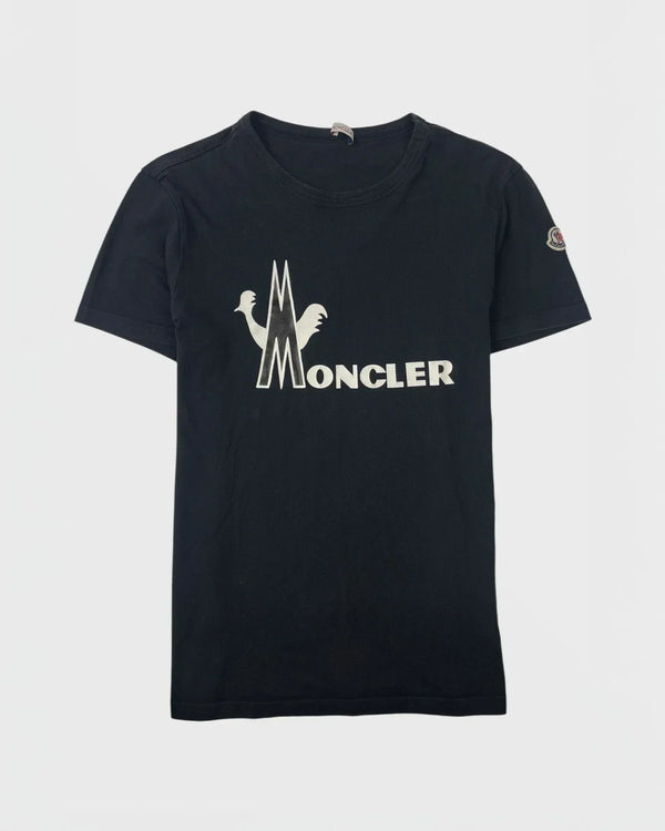 MONCLER — T-shirt logo imprimé, jersey de coton, Bleu marine