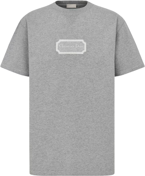DIOR — T-shirt Christian Dior Paris, jersey de coton chiné, Gris