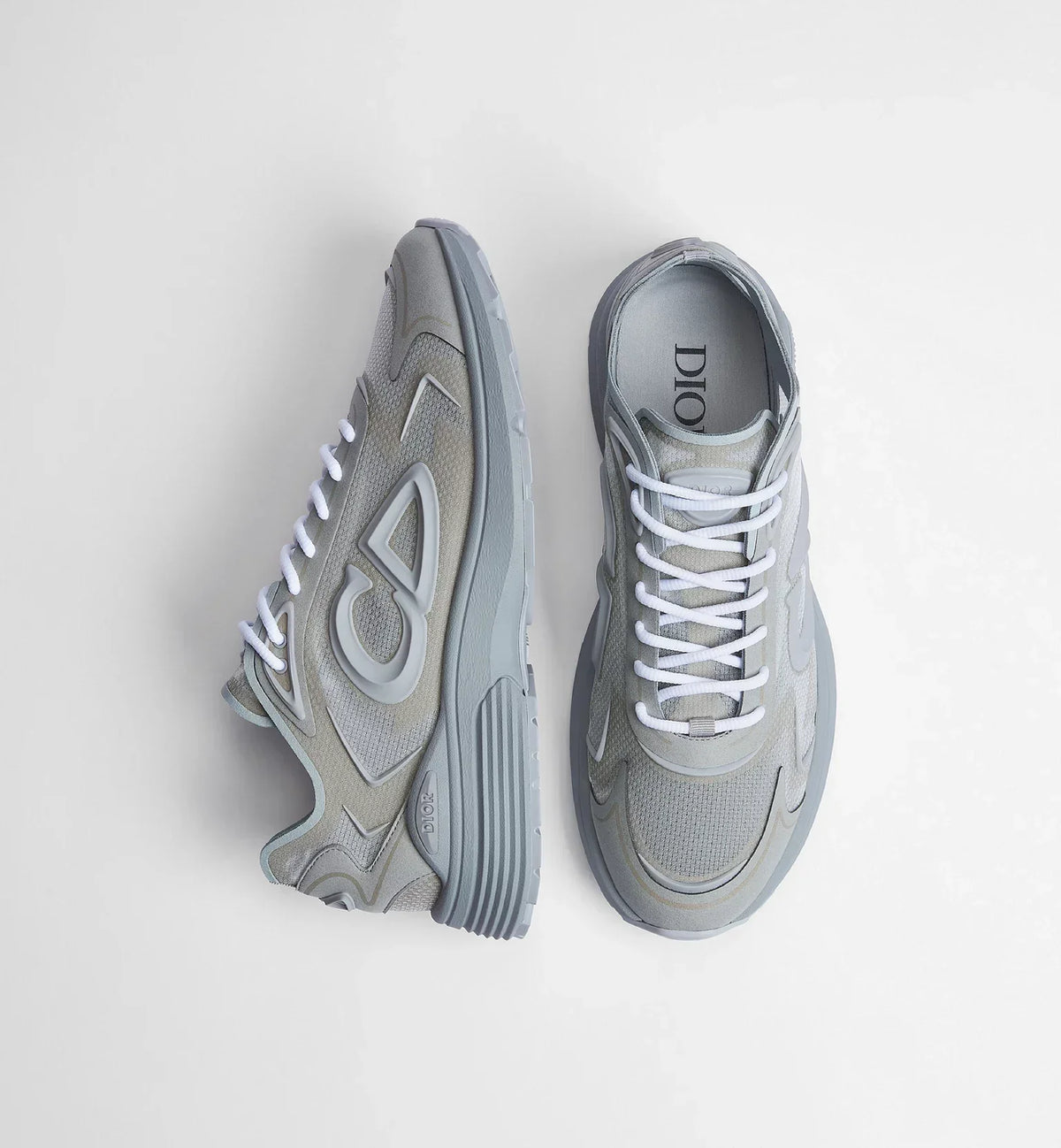 DIOR — Sneaker B30, maille technique et nylon, Gris clair