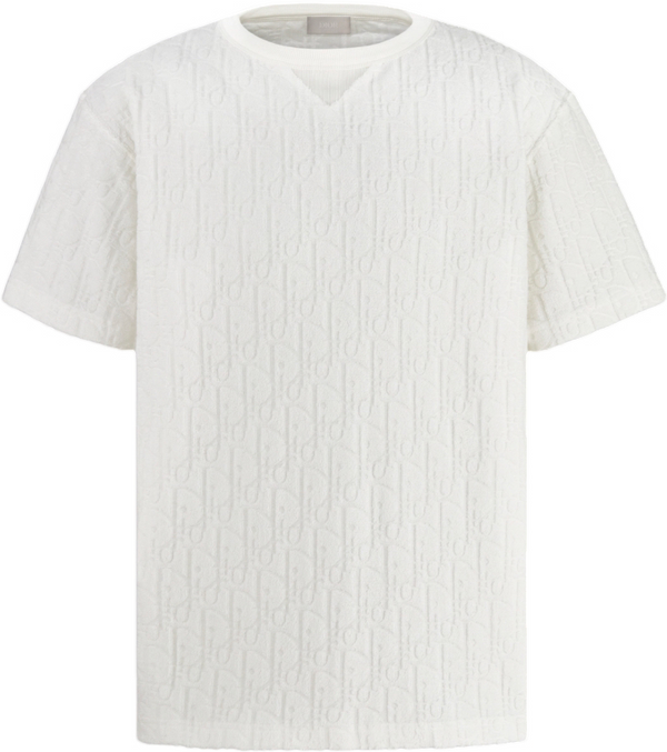 DIOR — T-shirt Dior Oblique, maille texturée, Blanc