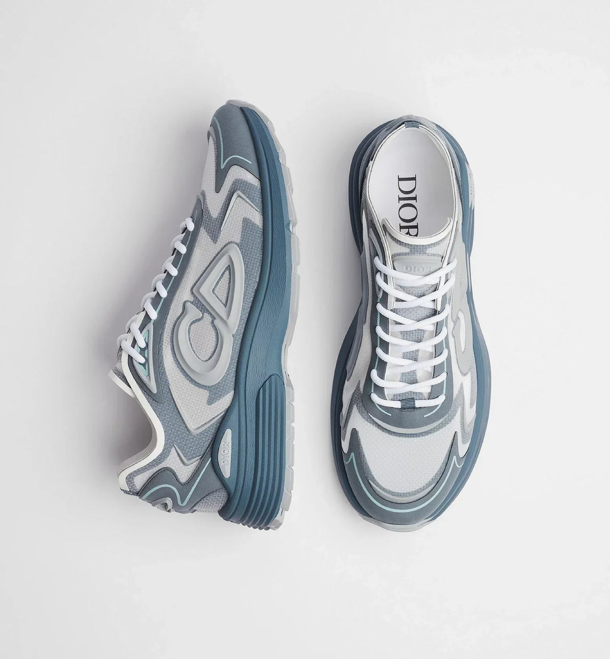 DIOR B30 SNEAKER – DIOR OBLIQUE TECHNICAL MESH GRIS BLEU & BLANC