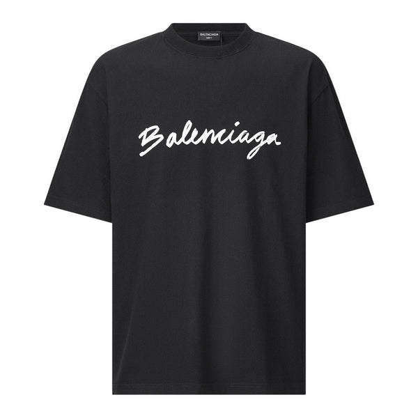 BALENCIAGA — T-shirt logo manuscrit, jersey de coton, Noir