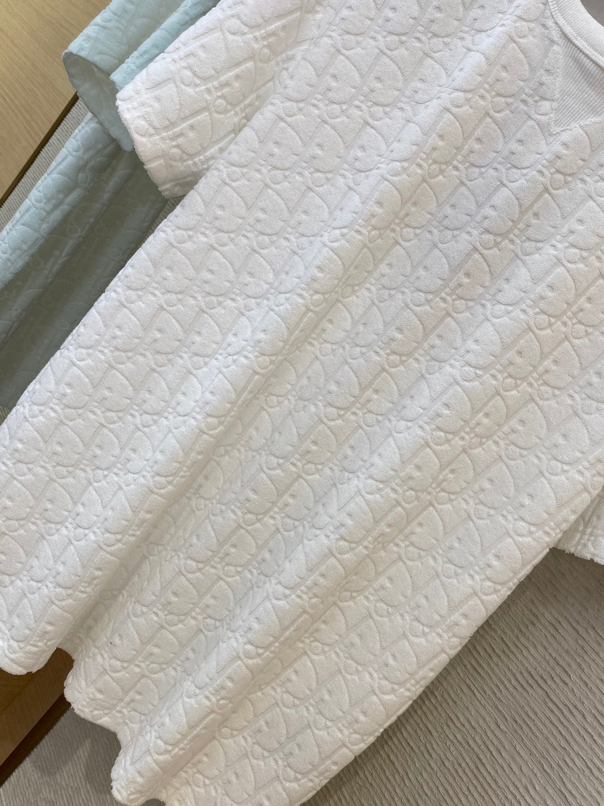 DIOR — T-shirt Dior Oblique, maille texturée, Blanc