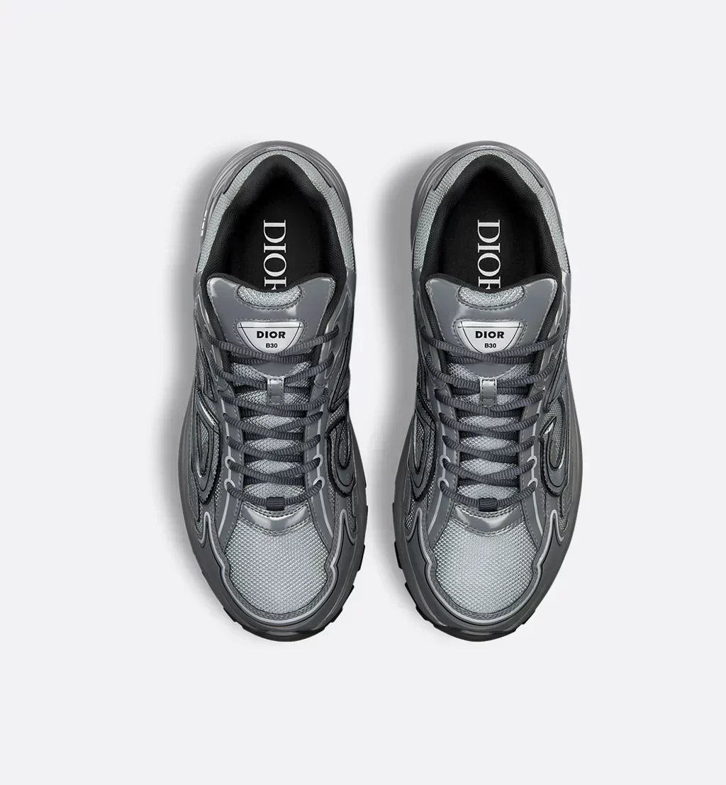 DIOR B30 SNEAKER – DIOR OBLIQUE TECHNICAL MESH GRIS FONCÉ & NOIR