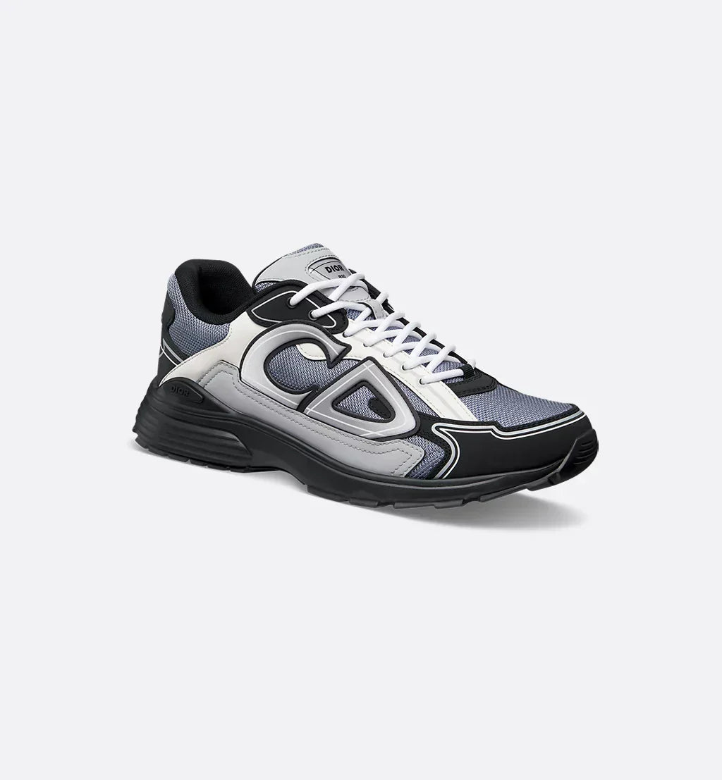 DIOR — Sneaker B30, maille technique et nylon, Gris, noir et blanc