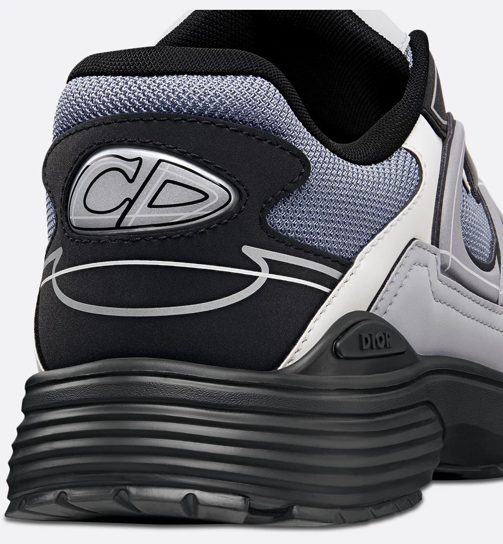 DIOR — Sneaker B30, maille technique et nylon, Gris, noir et blanc