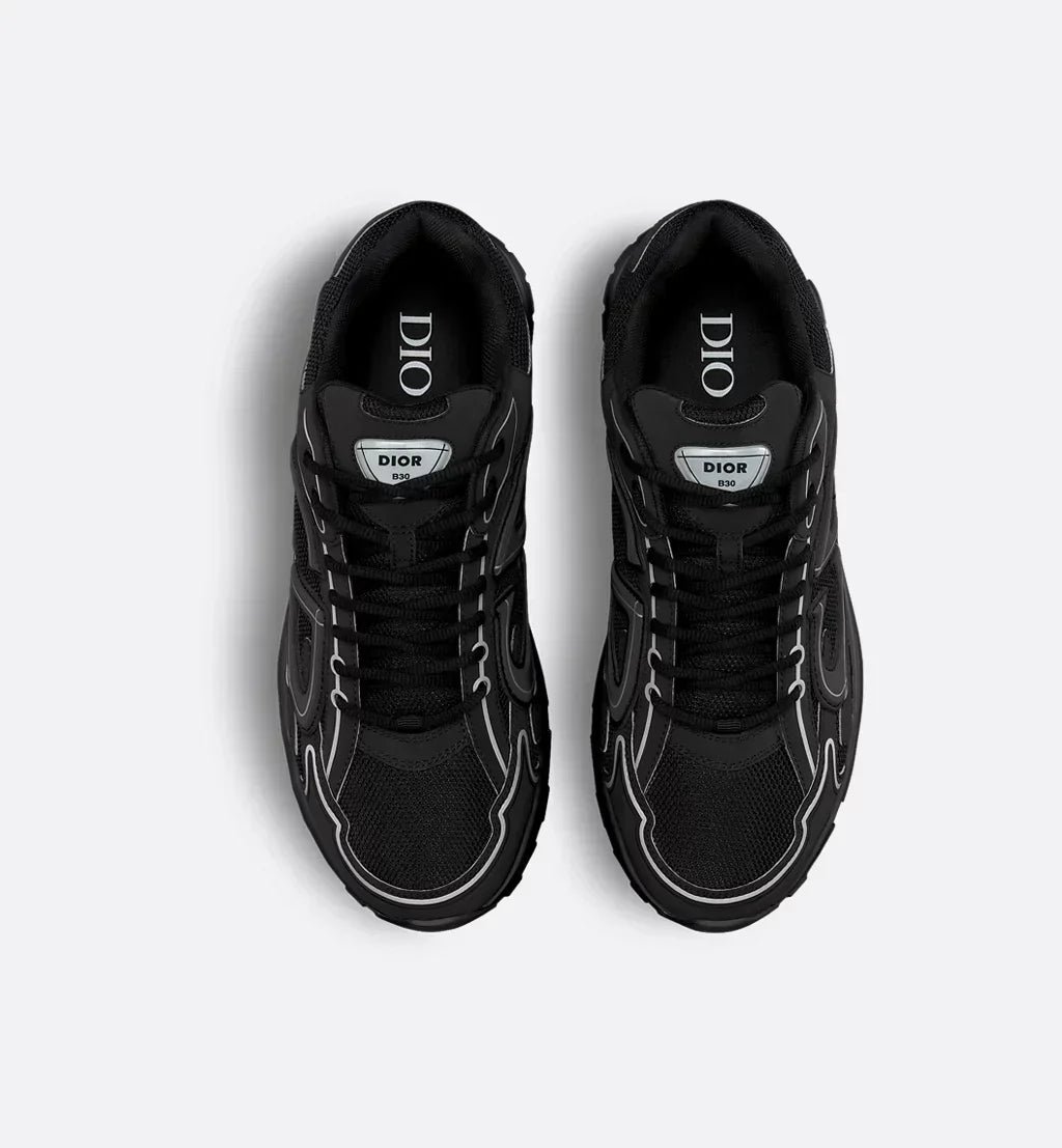 DIOR — Sneaker B30, maille technique et nylon, Noir et gris