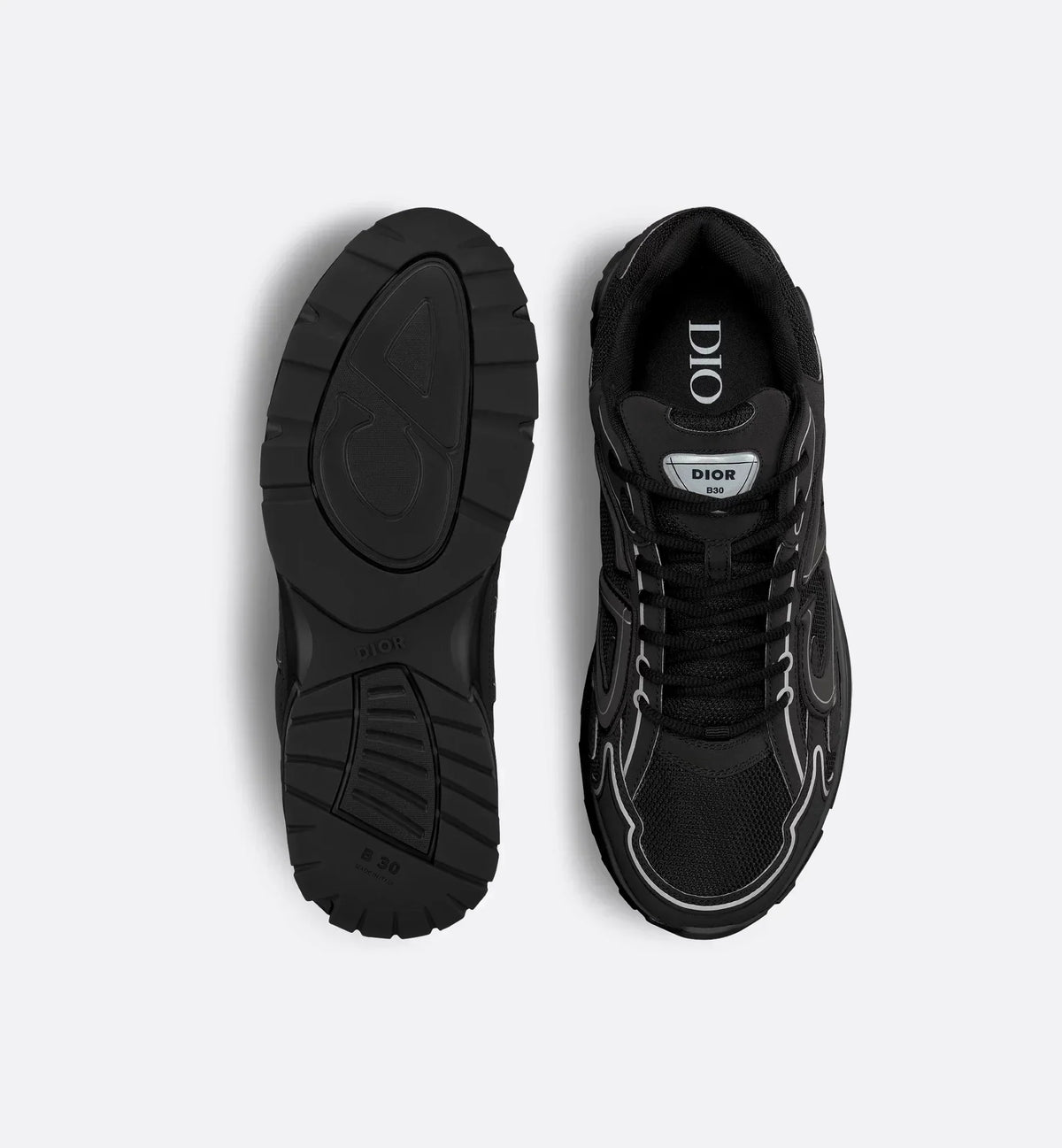 DIOR — Sneaker B30, maille technique et nylon, Noir et gris