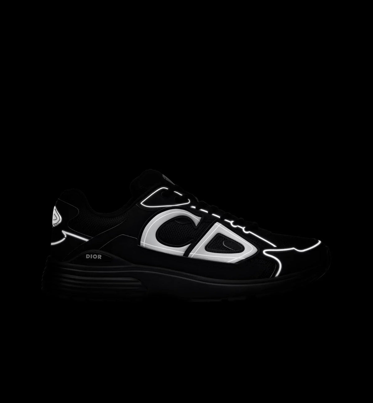 DIOR — Sneaker B30, maille technique et nylon, Noir et gris