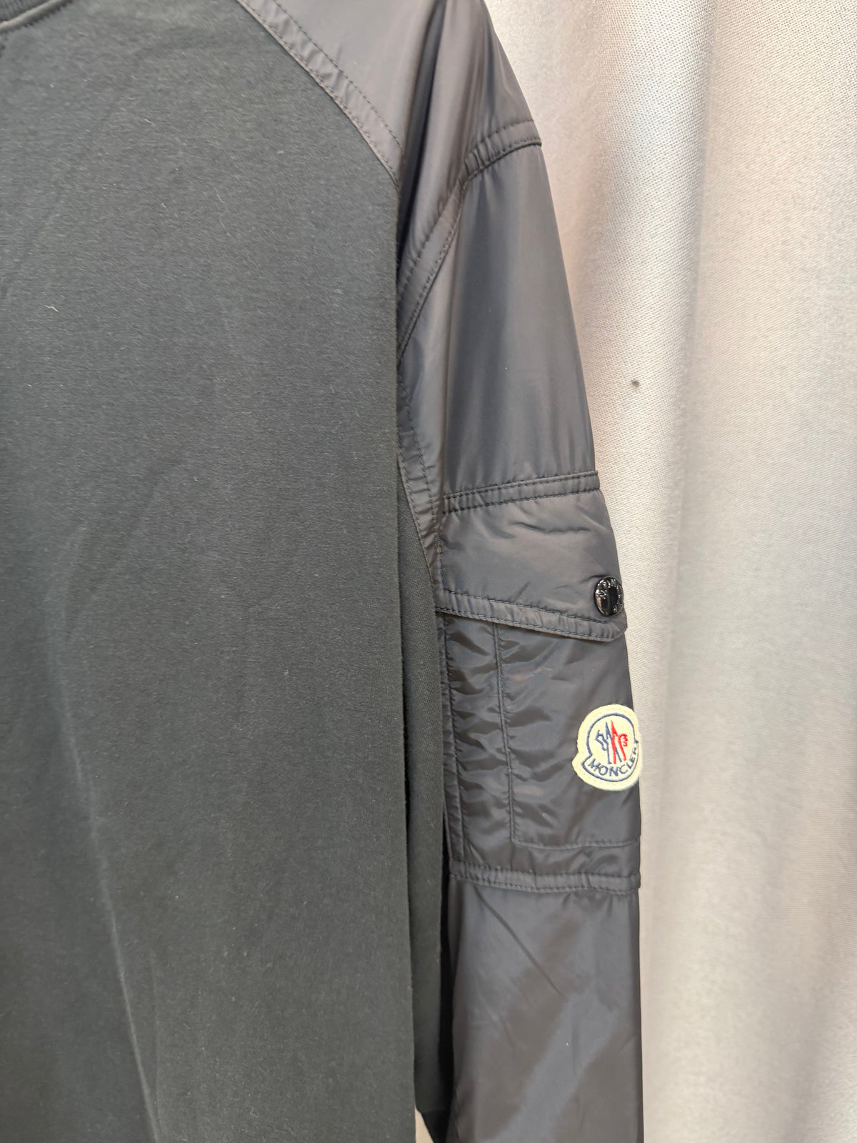 Moncler — Sweat-shirt bimatière col rond, Noir