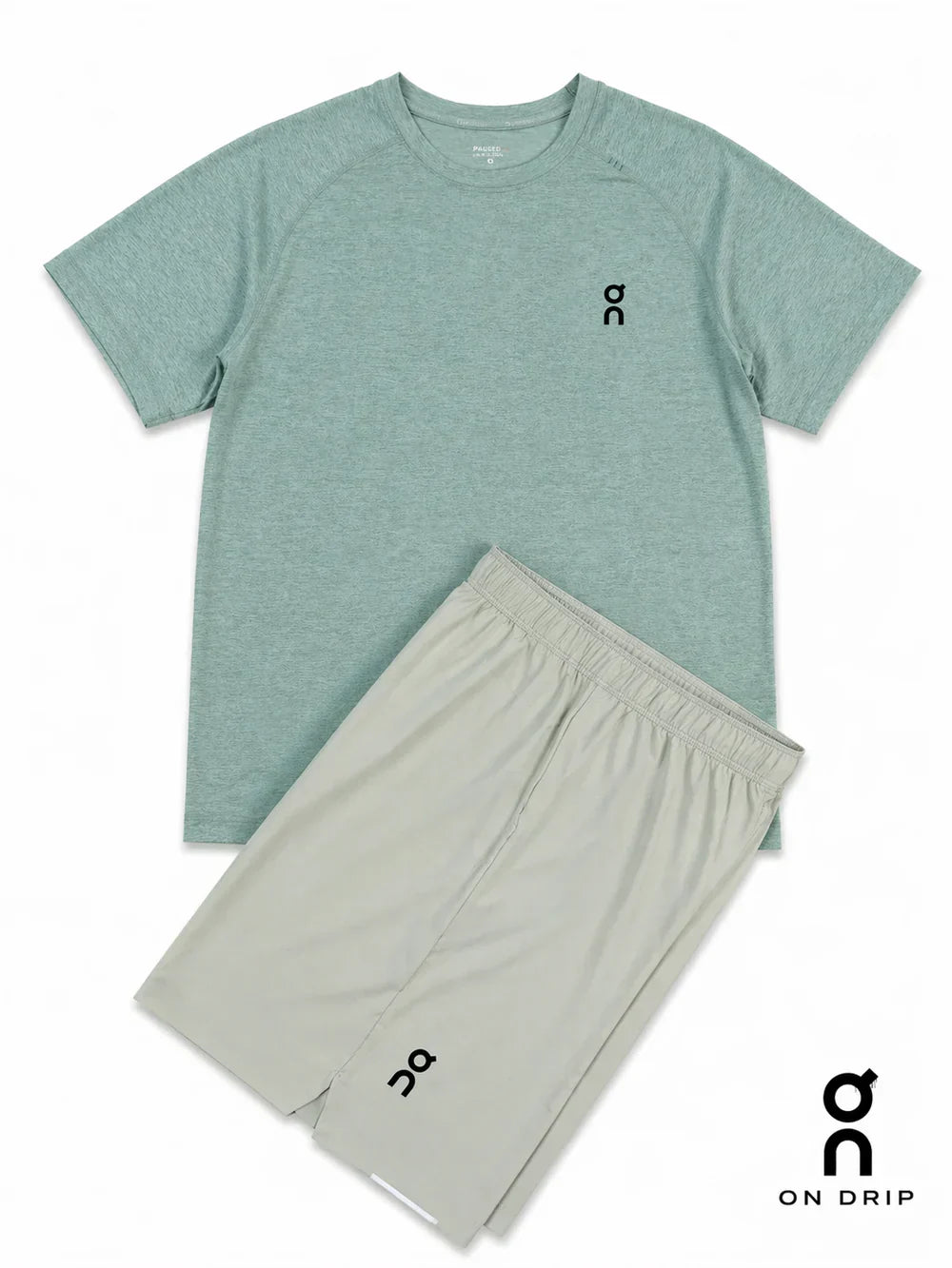 ON — Ensemble Été Vert Sauge Chiné & Beige (T-shirt + Short)