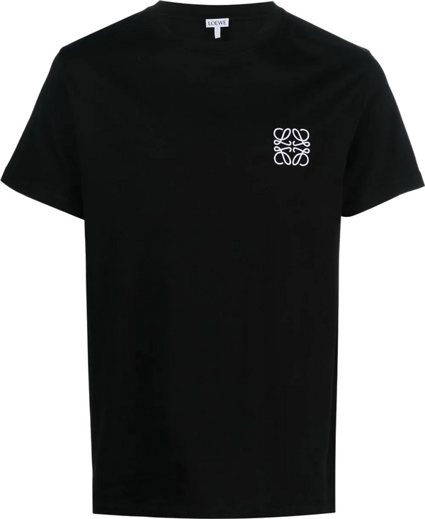 LOEWE — T-shirt anagramme brodé, jersey de coton, Noir