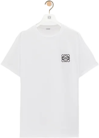 LOEWE — T-shirt anagramme brodé, jersey de coton, Blanc