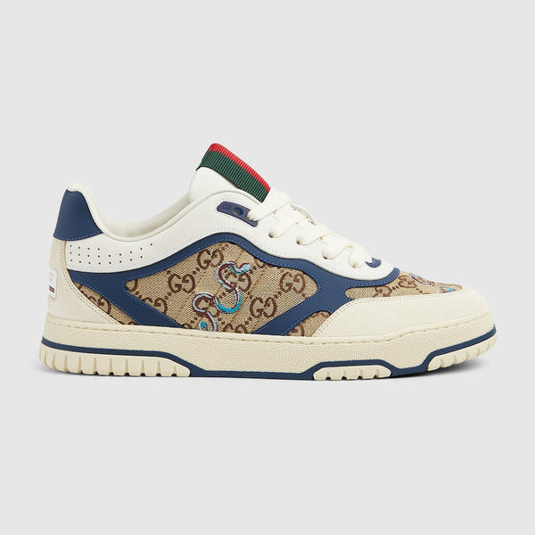 Baskets Gucci Re-Web Toile GG Bleu Roi