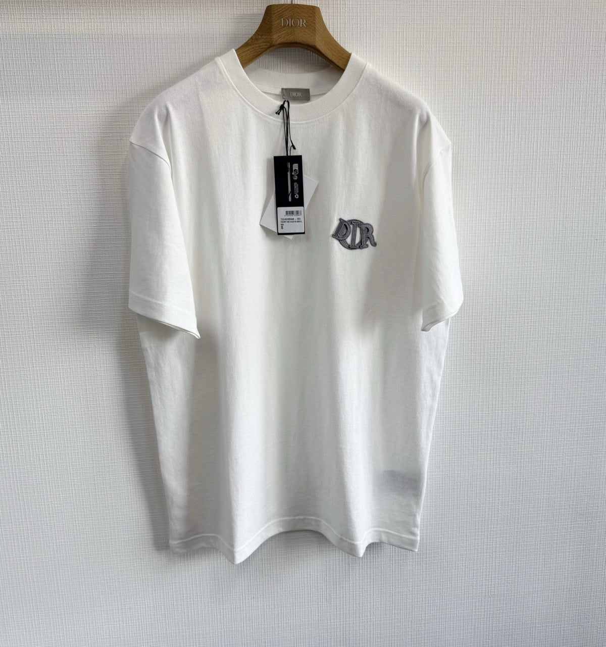 DIOR — T-shirt logo brodé, jersey de coton, Blanc