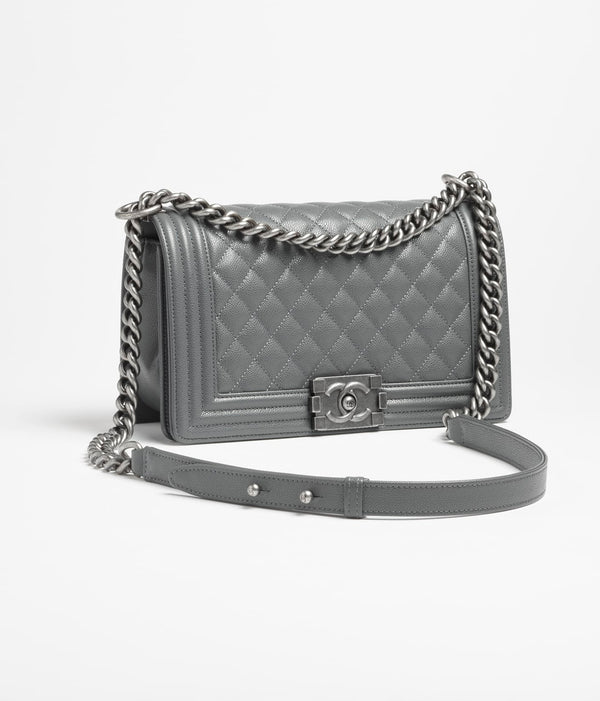Chanel Sac Boy Veau Grainé Gris Foncé