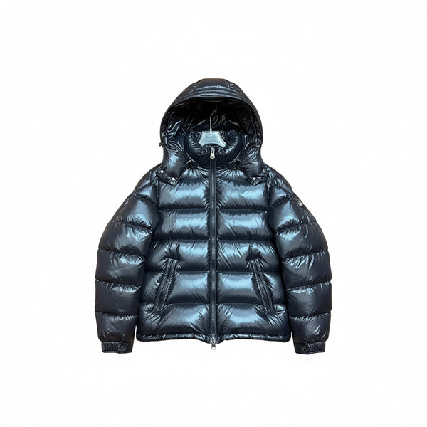 MONCLER — Doudoune à capuche, nylon brillant, Noir
