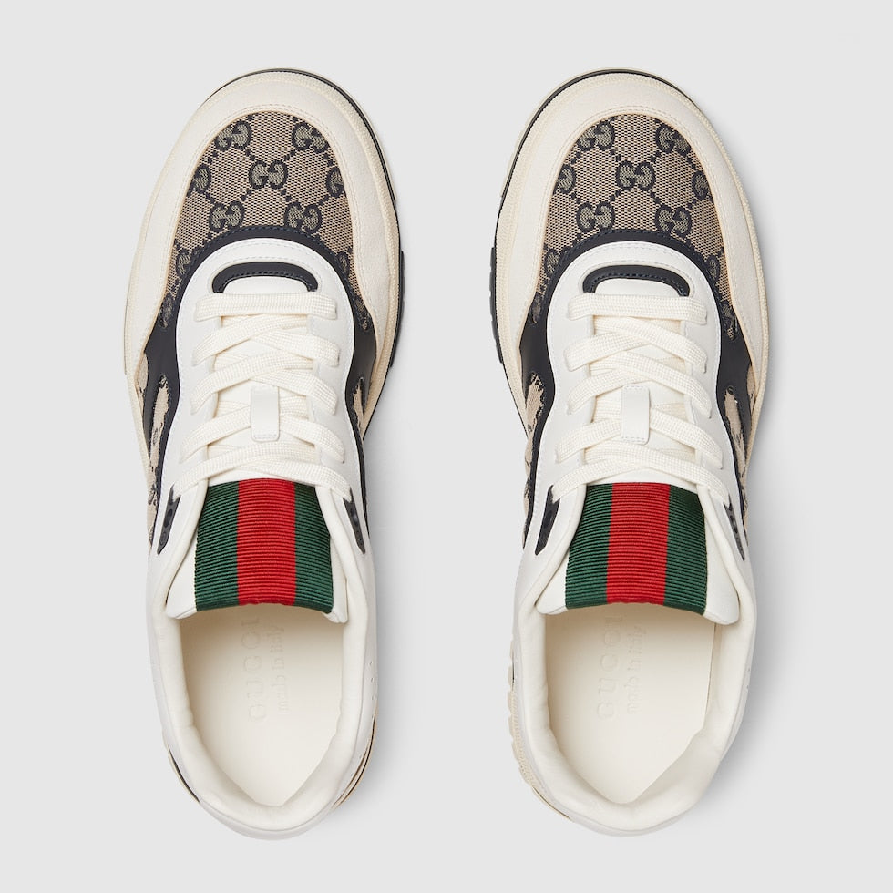 Baskets Gucci Re-Web Toile GG Bleu Nuit