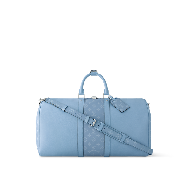 LOUIS VUITTON — Keepall Bandoulière 50 Taïga Bleu Ciel &amp; Monogram