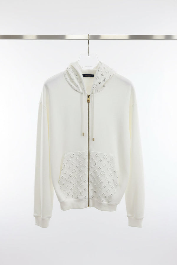 Louis Vuitton Sweatshirt à capuche zippé Monogram — Blanc