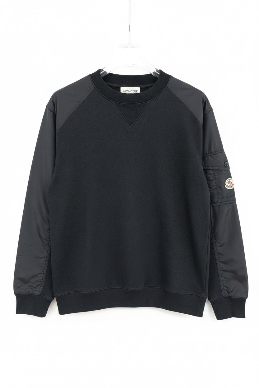 Moncler — Sweat-shirt bimatière col rond, Noir