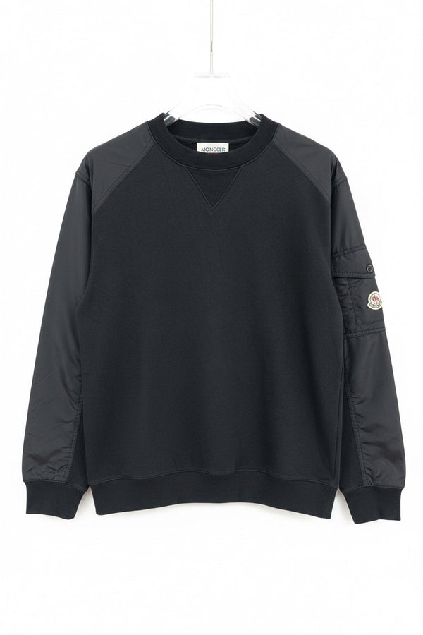 Moncler — Sweat-shirt bimatière col rond, Noir