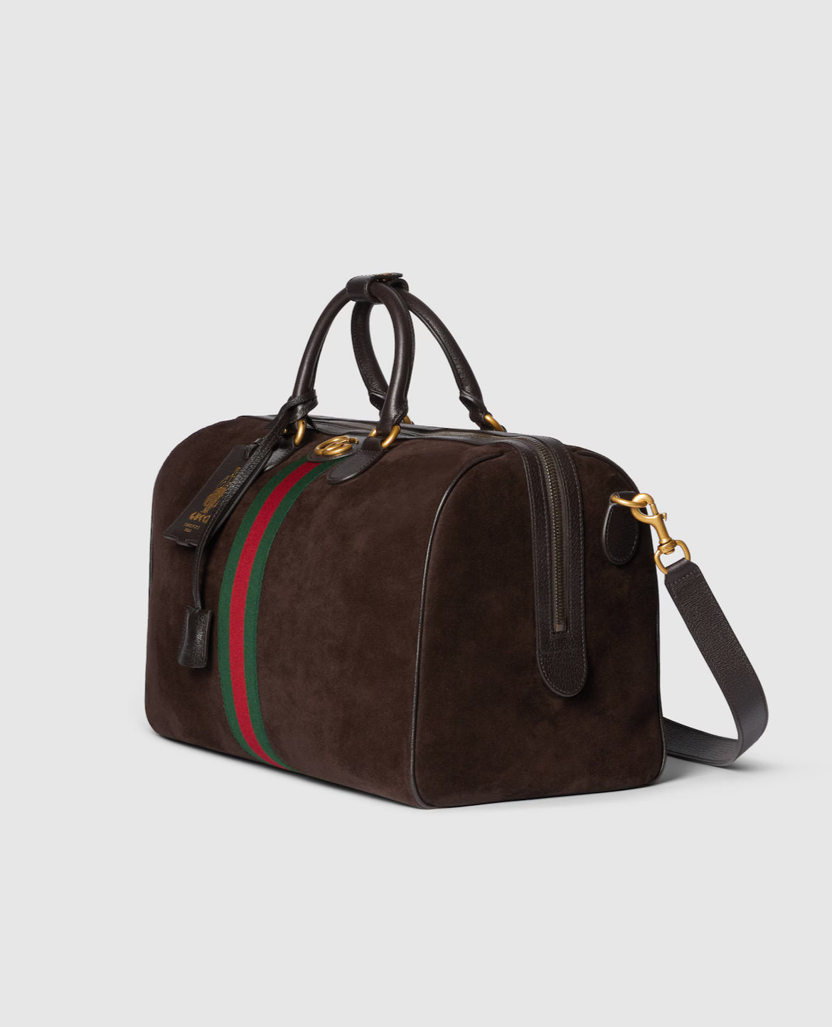 GUCCI — Sac de Voyage Savoy Daim Marron Foncé