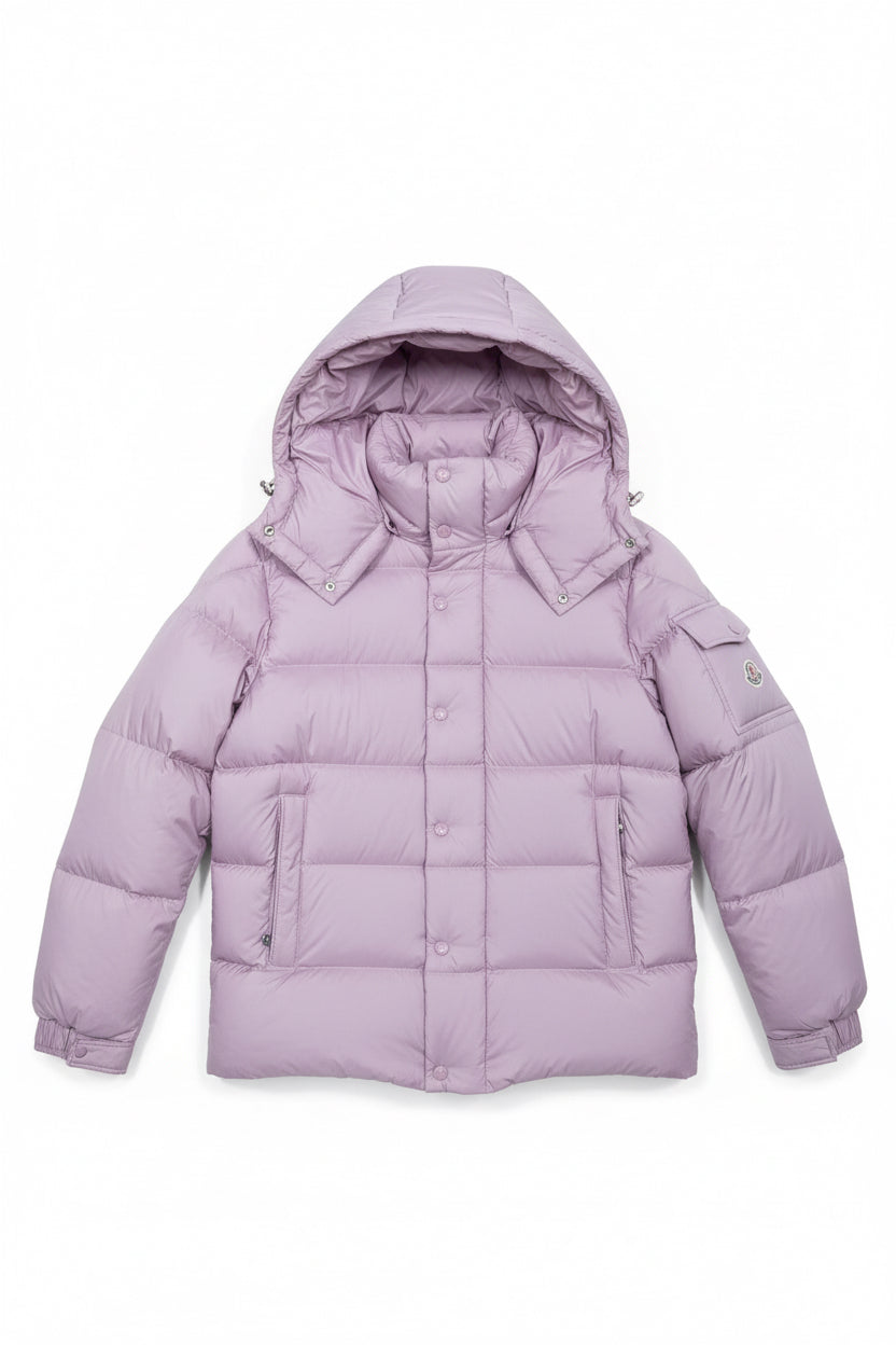 MONCLER — Doudoune à capuche amovible, nylon mat, Violet clair