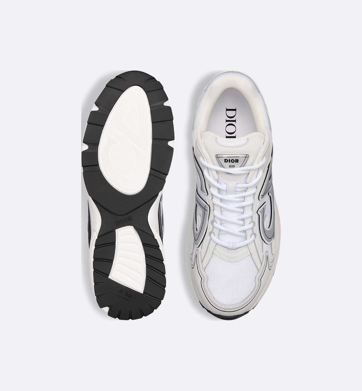 DIOR — Sneaker B30, maille technique et nylon, Blanc
