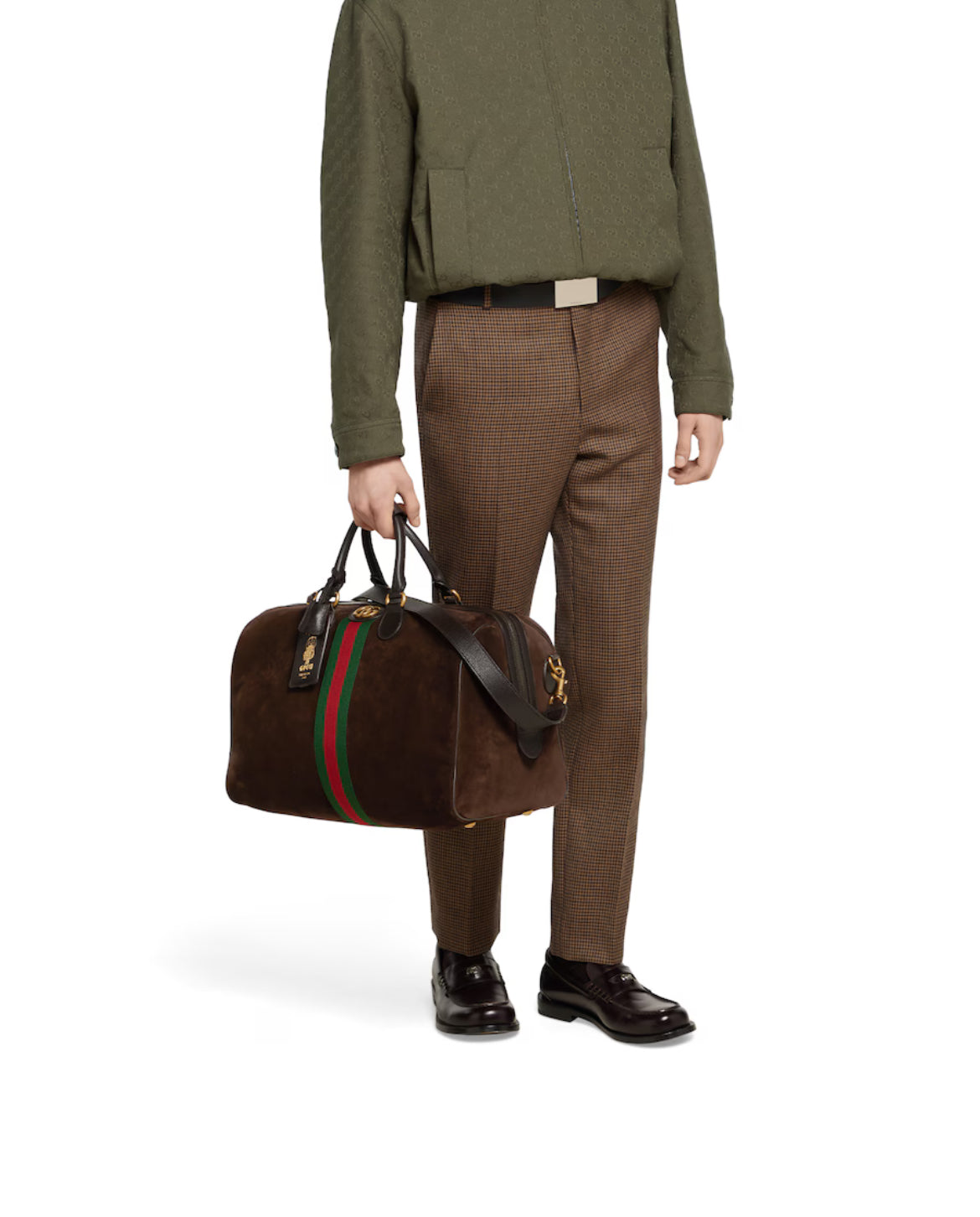 GUCCI — Sac de Voyage Savoy Daim Marron Foncé