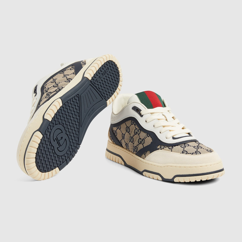 Baskets Gucci Re-Web Toile GG Bleu Nuit