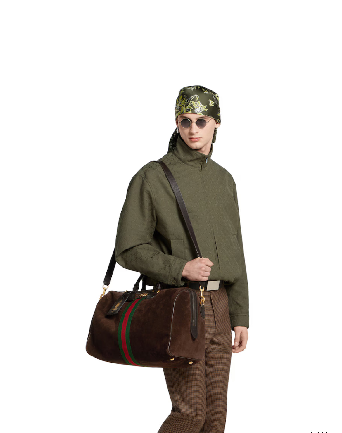 GUCCI — Sac de Voyage Savoy Daim Marron Foncé