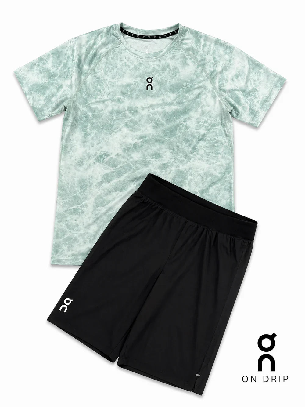 ON — Ensemble Été Vert d'Eau Marbré &amp; Noir (T-shirt + Short)