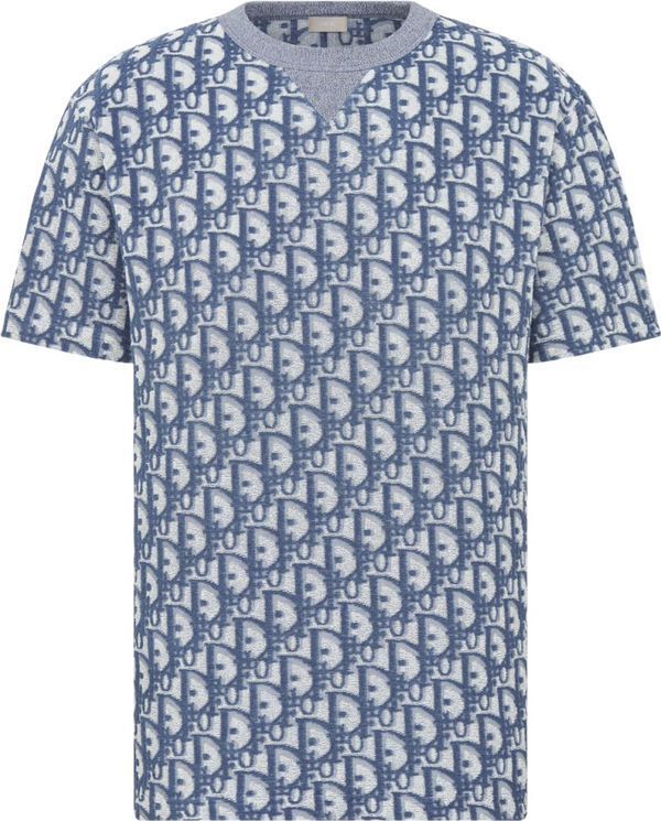 DIOR — T-shirt Dior Oblique, jersey de coton, Bleu marine et gris