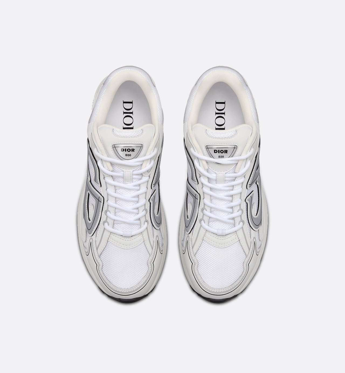 DIOR — Sneaker B30, maille technique et nylon, Blanc