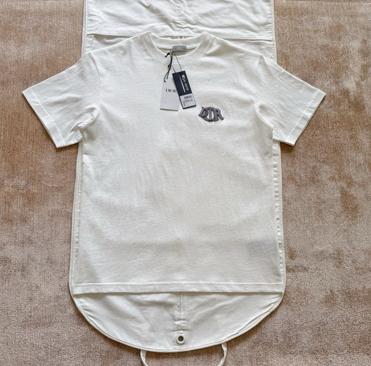 DIOR — T-shirt logo brodé, jersey de coton, Blanc
