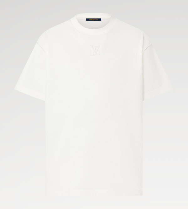 LOUIS VUITTON — T-shirt initiales LV ton sur ton, jersey de coton, Blanc