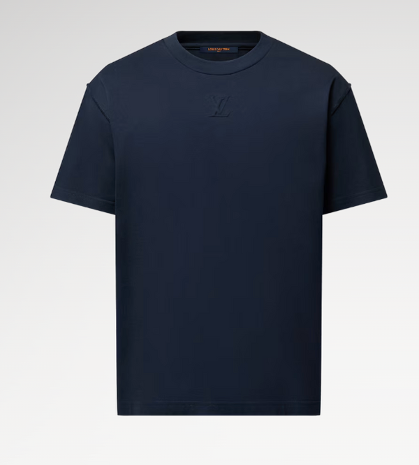 LOUIS VUITTON — T-shirt initiales LV ton sur ton, jersey de coton, Bleu marine