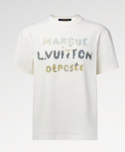 LOUIS VUITTON — T-shirt Marque L. Vuitton Déposée, jersey de coton, Blanc cassé