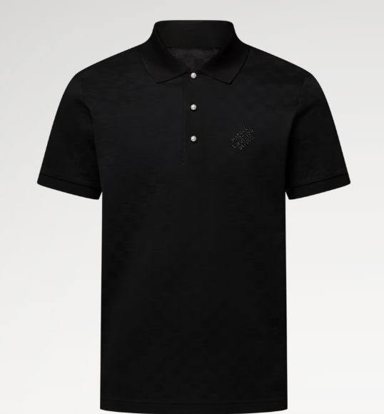 LOUIS VUITTON — Polo Damier jacquard, piqué de coton biologique, Noir