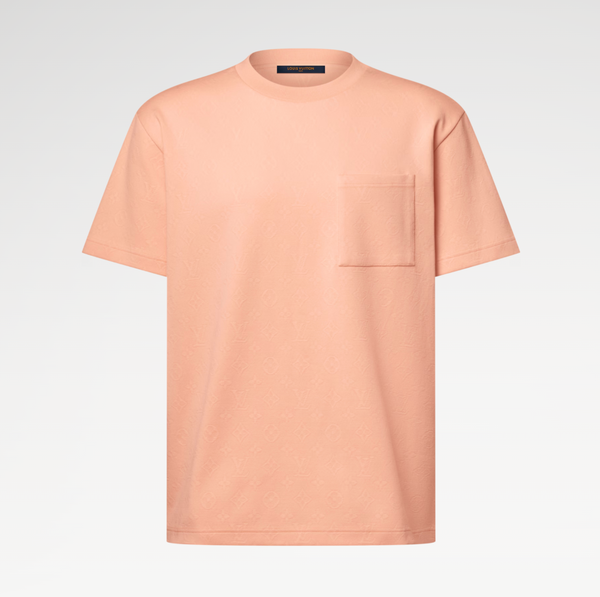 LOUIS VUITTON — T-shirt Monogram jacquard à poche plaquée, piqué de coton biologique, Orange