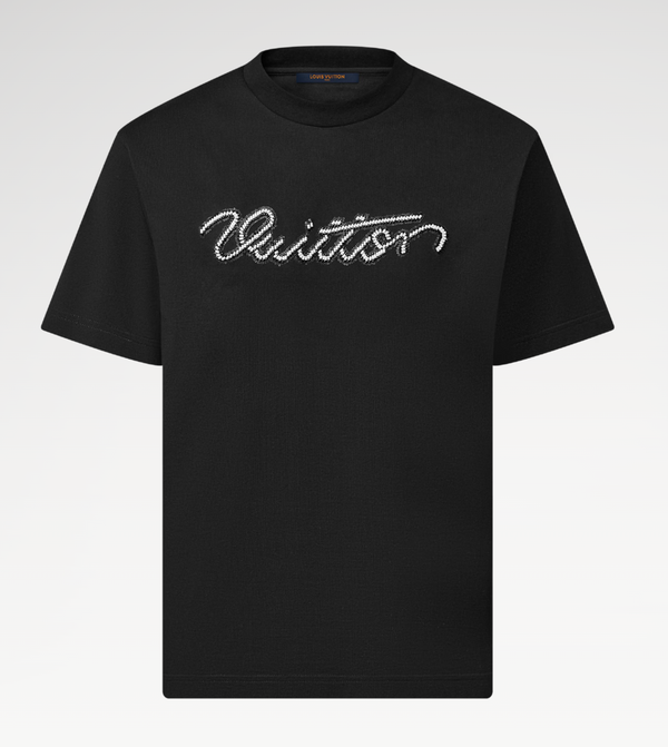 LOUIS VUITTON — T-shirt signature perlée, coton biologique, Noir