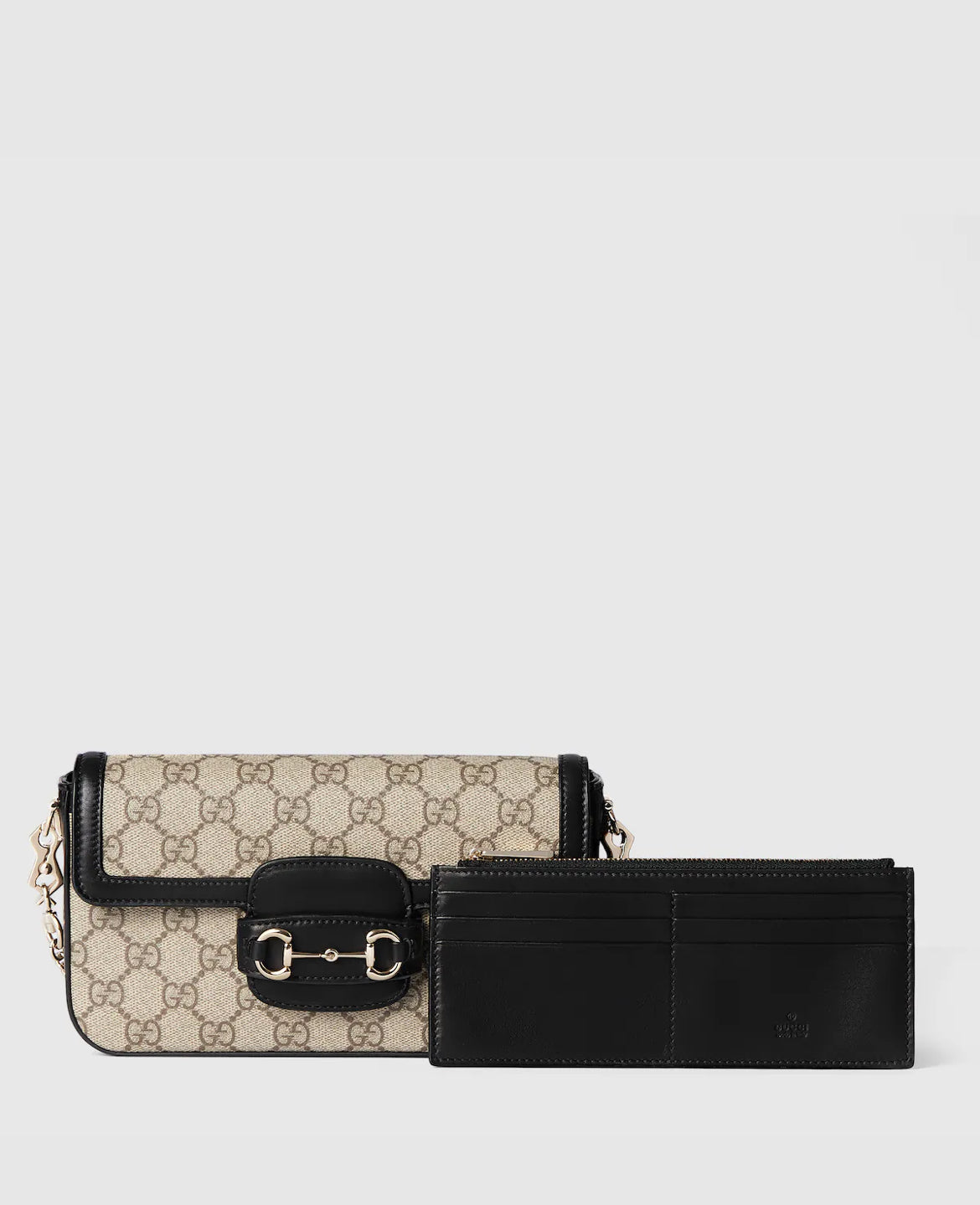 Gucci Sac Épaule Horsebit 1955 Soft Petit Format Beige et Marron