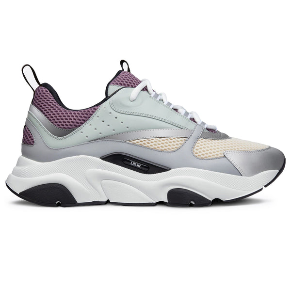 DIOR B22 SNEAKER – CUIR DE VEAU & MESH GRIS, ÉCRU ET VIOLET