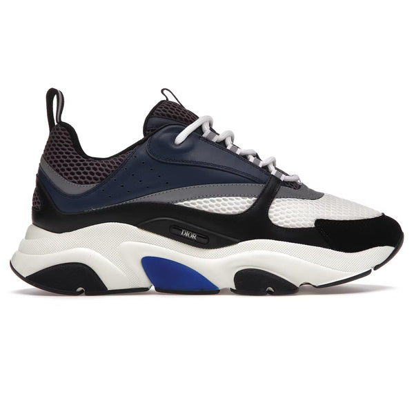 DIOR — Sneaker B22, maille technique et cuir, Bleu marine, blanc et noir