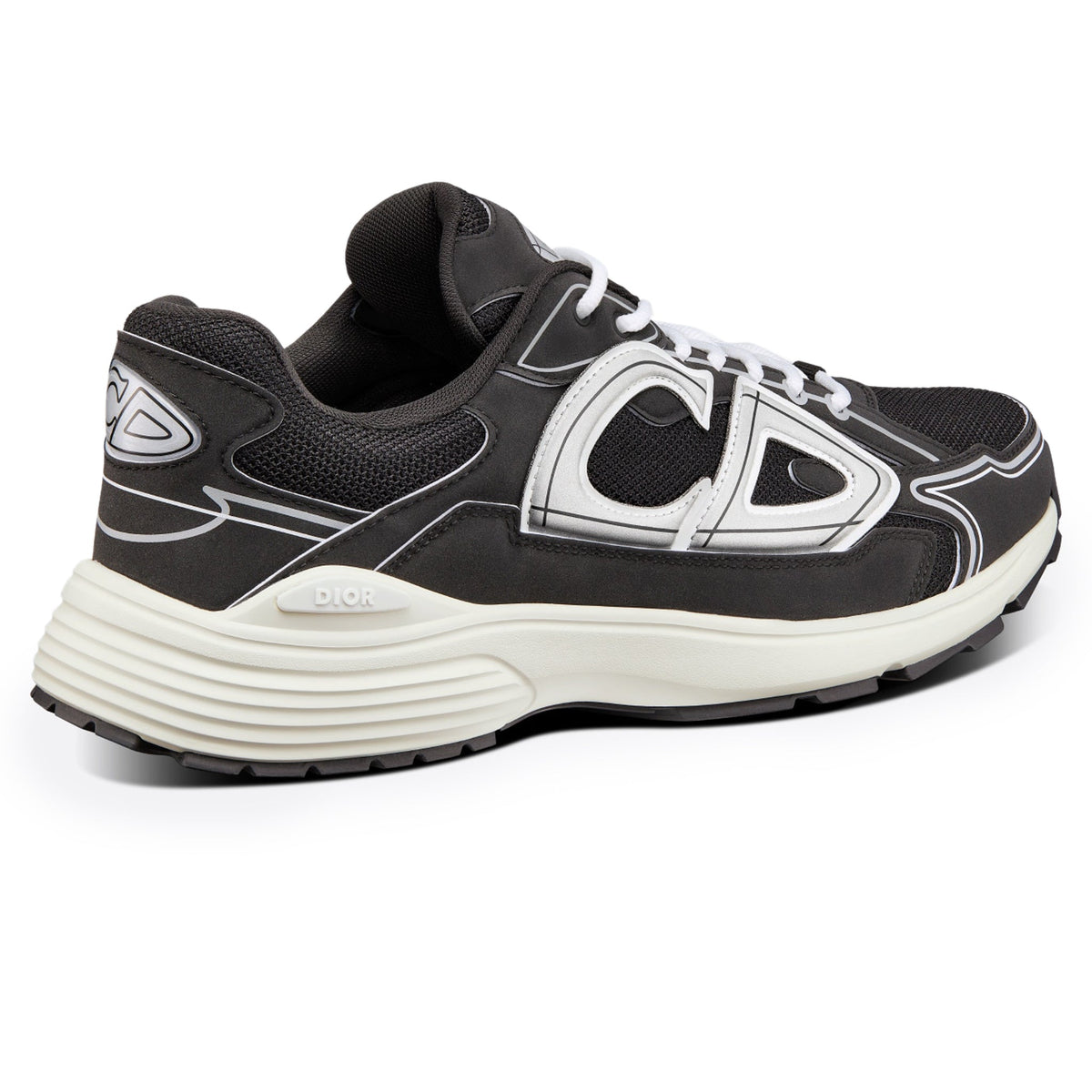 DIOR — Sneaker B30, maille technique et nylon, Noir, argent et blanc