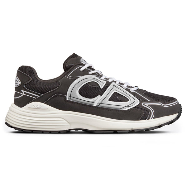 DIOR — Sneaker B30, maille technique et nylon, Noir, argent et blanc
