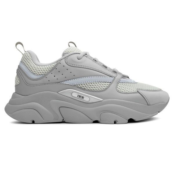 DIOR — Sneaker B22, cuir de veau et maille technique, Gris